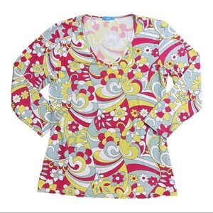 J. McLaughlin Top Catalina Cloth Retro Print Floral Size XS